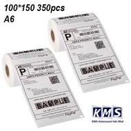 A6 Thermal Paper Label Roll Sticker Shopee Lazada Shipping Air Waybill Consignment Note AWB 100mm x 150mm (350pcs)