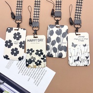 Card Holder with Lanyard Wristband Card Protection Case Fashion Neck Strap for Bus Bank Card Meal Ca