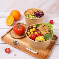 (50PCS) 850ml / Brown Paper Bowl and lid/Brown Salad Paper Bowl & Lid/Mangkuk Laksa Laksa Bowl Bekas