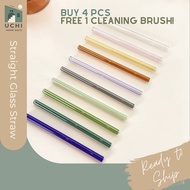 UCHI - Straight Reusable Glass Straw 15cm (Short) Brosilicate Heat Proof  | (直管) 彩色高佳玻璃吸管