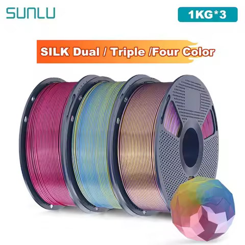 SUNLU 3KG SILK /Dual / Triple /Four Color 3D Printer Filament 1.75mm 1000g Spool (2.2lbs) Neatly Fil
