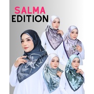 [SALMA] SET A TUDUNG BAWAL PRINTED BATU SWAROVSKI SATIN BIDANG 45 bawal corak murah flowy printed square hijab
