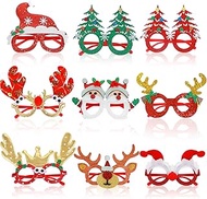 9 Pcs Christmas Glasses, Glitter Decorations Eyeglasses Frames for Christmas Decorations, Stocking S