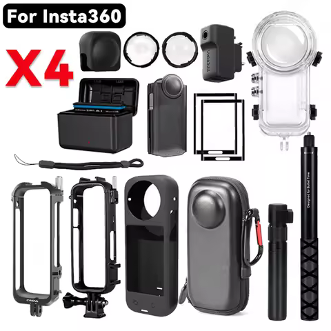 Accessories Kit for Insta360 X4 Lens Guard Protective Frame Cap Dive Case Storage Bag Case Screen Pr