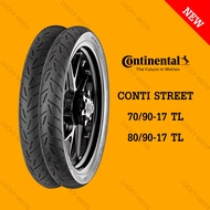 CONTINENTAL CONTI STREET ยางนอก TUBELESS ไม่ใช้ยางใน . 70/90-17 . 80/90-17 . HONDA WAVE . SUZUKI RAIDER . YAMAHA FINN . SPARK . JUPITER . SONIC . 110 . 115 . 125 . 135 . 150 . ยางนอกมอเตอร์ไซค์ .