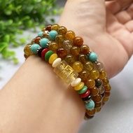 Agate Multi-Circle Bracelet Aquatic Marine Chalcedony Four-Circle Six-Word Mantra Bracelet 108Men an