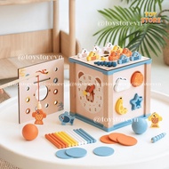 TOYSTORE wooden 6-dkill busy box toy set for children, premium busy box for children