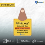 Stiker Mohon Tunggu Sebentar Tamu/Kurir Hijab Muslimah Waterproof