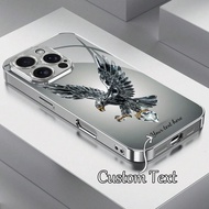 1pc Customizable Personalized Text & Luxury Crystal Eagle Design Tempered Glass Phone Case, Suitable