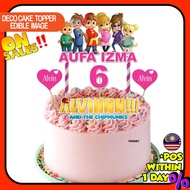 [CUSTOM NAME] Happy Birthday Cake Topper Alvin and the Chipmunks Decoration Set Party Accessories Ba