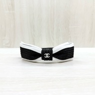 CHANEL黑白拚色蝴蝶結造型髮箍