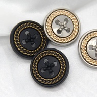 HENGC 4 Holes Round Metal Black Buttons For Clothes Vintage Men Suit Blazer Coat Handmade Needlework Sewing Essories