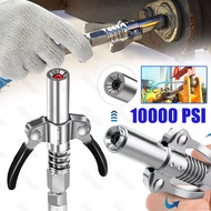 10000 PSI Grease-Gun Hose kit Coupler Double Handle Stainless Oil Injector Nozzle Leak-Free Heavy Duty Quick Self Lock Oil Injector Tip