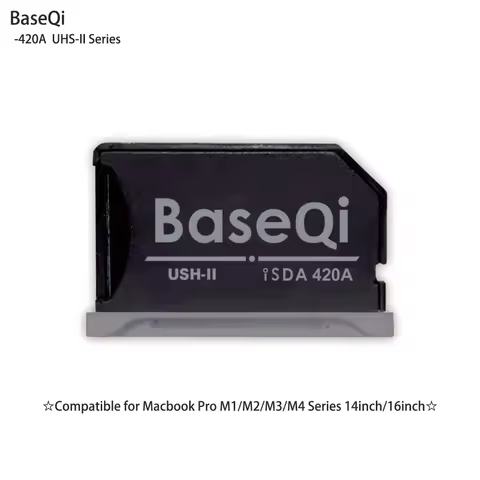 For MacBook Pro 14 & 16inch M4/M3/M2/M1 Series BASEQI UHS-II Aluminum microSD Adapter Year2024/23/22