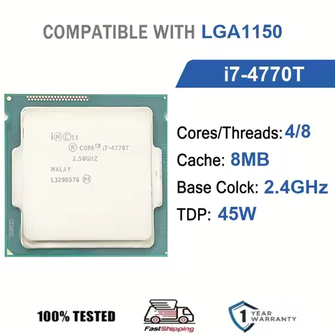 Intel Core i7-4770T 4 Core 8 Thread 2.4GHz 45W 8MB Cache 22nm LGA1150 SR14N DDR3/DDR3L 1600 MHz Hasw