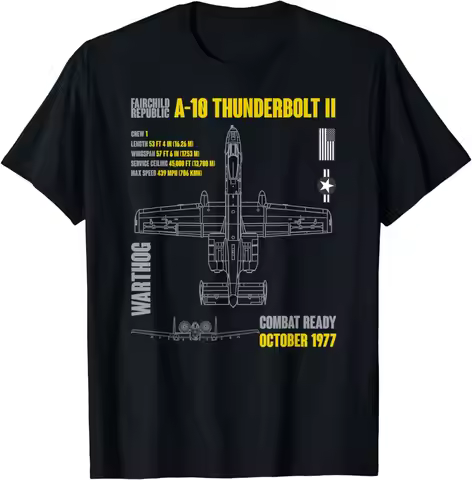 Military Aircraft A-10 Thunderbolt II Warthog USAF Men T-Shirt Short Sleeve Casual 10% Cotton T Shir