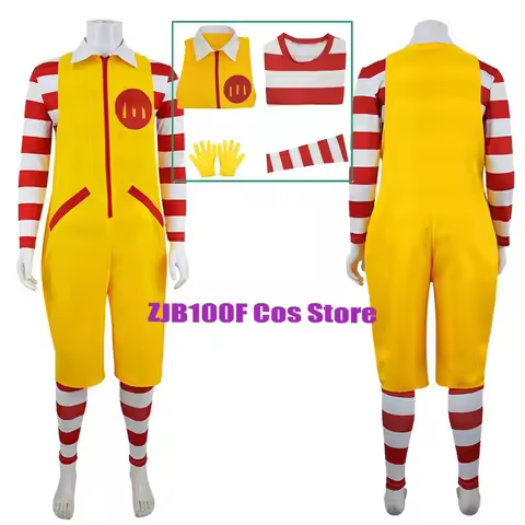 A888M Uncle Clown Cosplay Anime Parent- Costume Jumpsuits Fastfood Yellow Clown Clothing For Hallowe