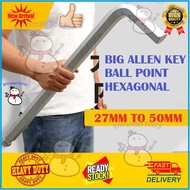 27-50MM BIG SIZE HEX BALL POINT BESAR Allen Key LARGE DRIVER L WRENCH SPANNER SPANNAR NUT 32MM 34MM 