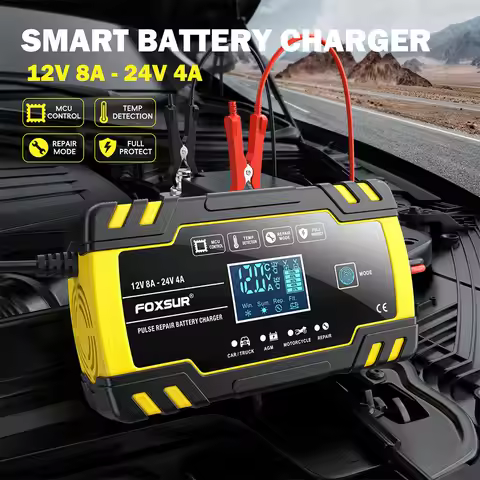12V 24V AGM Motorcycle Car Truck Battery Charger Repair Tool Vehicle Battery Charging Equipment