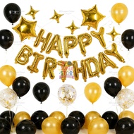 Happy Birthday Balloon Banner Set Black Gold Balloons For 18th 60th Birthday Party Decoration