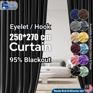 250x270cm Blackout Curtain, Sliding Door Curtain, Langsir Pintu Langsir Rumah Tirai EYELET / HOOK