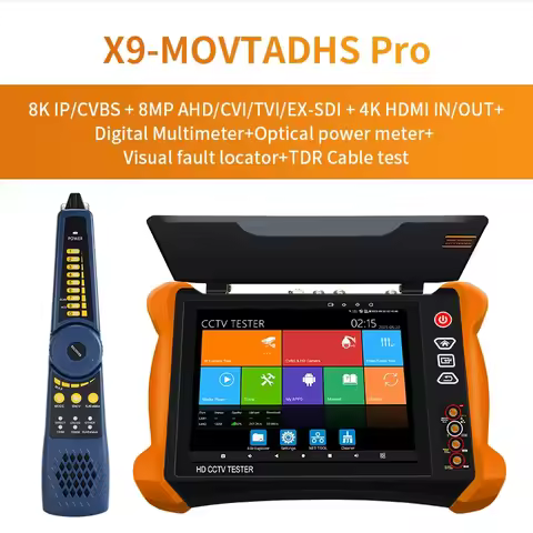 TOP Full Function X9-MOVTADHS Pro PoE++ 90W 8 inch 2K Retina Screen 8K H.265 IP Camera CCTV Tester M