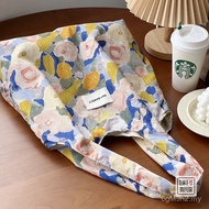 Back Match Summer Hundred Oil Painting ins Korean Literary Retro Version Canvas Bag Portable One-Sho
