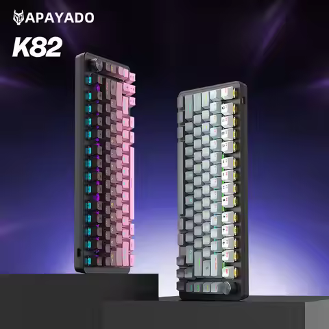 APAYADO K82 75% Mechanical Keyboard 82 Keys RGB Backlit Hot Swappable Knob Wired Blue Red Switch