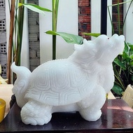 Monolithic White Stone Dragon Turtle Statue, size 30cm Long, 22cm high, 20cm wide, weight 11kg
