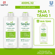 [VC 15% tối đa 100K đơn 229K] COMBO 2 NƯỚC TẨY TRANG SẠCH SÂU DỊU NHẸ - SIMPLE MICELLAR WATER 400ML