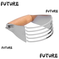 HL-FUTU Dough Blender, Stainless Steel Wood Handle Pastry Cutter, Baking Tool 5 Blades Heavy Duty Bl