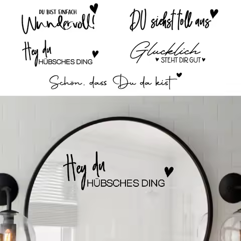 German Version Mirror Vinyl Sticker Decal, Du bist einfach wundervoll, Hey du HÜBSCHES DING Deutsche