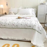 Home Textiles Quilts Princess Ruffles Flowers Embroidery Summer Quilt Bedspread Stitch Bed Air-condi