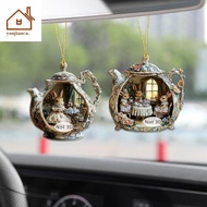 YANCA Easter Home Decor Items Rabbit In Teacup Warm Home 2d Acrylic Pendant Bapa Pendant Car TH