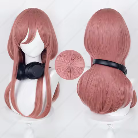 Anime Nakano Miku Cosplay Wig 58cm Long Dark Pink Wigs Heat Resistant Synthetic Hair