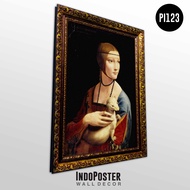 Poster Lukisan Repro Leonardo da Vinci Lady with an Ermine Bingkai Ukir Eksklusif A2 60X40cm