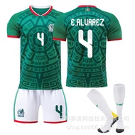 2026 World Cup Mexico Home Kit: No. 9 Raúl, No. 11 Giménez, No. 4 Alvarez Jersey Set Children's Socc