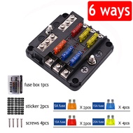 EKLEVA Car Boat Fuse Box Holder With 6 Ways 12 Ways Blade Fuse Holder Block & Warning Indicator 12V 