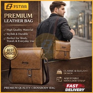 7Star Jeep Men's Leather Crossbody Bag Sling BagPerfectlive Bag Casual Sling Shoulder Cross Body Mes