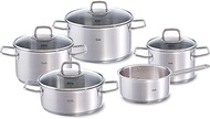 Fissler Viseo Stainless Steel Saucepan Set, 5 Pieces, Cooking Pot Set with Glass Lids, Induction, Al