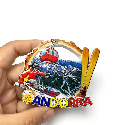 ‌ANDORRA Scenic Ski Gondola Resin Fridge Magnet Creative Travel Souvenir Magnetic Decorative Sticker