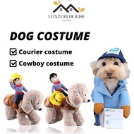 {SG} Pet Dog Costume Dog Costumes Dog Chucky Cosplay Courier Cowboy Riding Horse Dogs Walking Vest