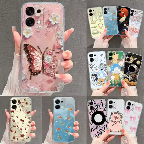 For OPPO A6 Pro A6X Case Pretty Butterfly Goldfish Drop-Resistant Trendy Lightweight Clear Bumper Fo