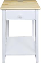 Casual Home Owl Night Stand with USB Port Charging Station and Drawer, 17.5" W x 14.25" D x 24.5" H,