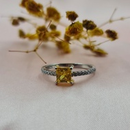 Princess Cut Yellow Zirconia Ring
