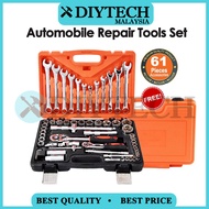 DIYTECH Original 61pcs 82pcs CrV Combination Socket Wrench Ratchet Spanner Tools Set Box Car Motor S