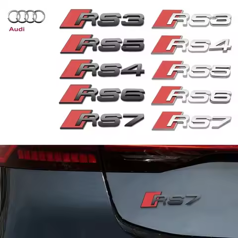 ABS 3D Sticker Car Styling Emblem Badge For Audi RS3 RS4 RS5 RS6 RS7 Car Rear Trunk Bumper English A