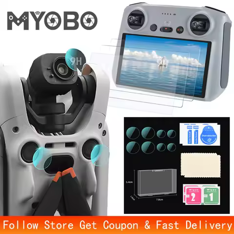 MYOBO for DJI Mini 4 Pro HD Tempered Glass Sensor / Lens Film for DJI RC/RC 2 Controller Screen Prot