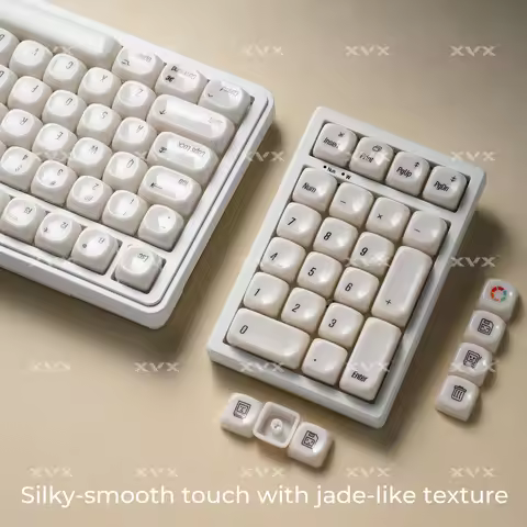 XVX White Chocolate Keycaps Full Set 139-keys MAC Key Cap Ceramic Glaze Design PBT Key Cap
