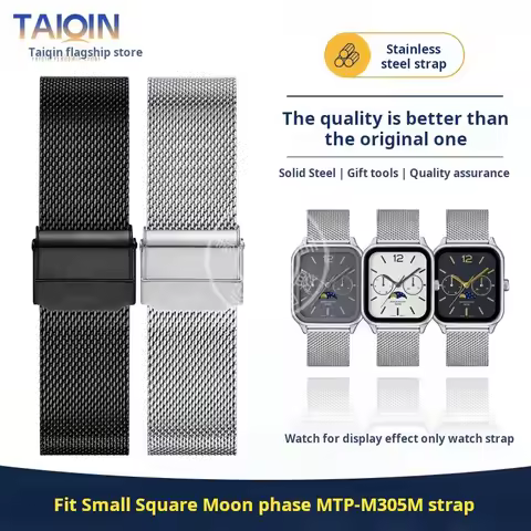20mm 22mm For Casio Small Square MTP-M300 M300D M305 MTP-1375 1374 metal Stainless Steel Strap Milan